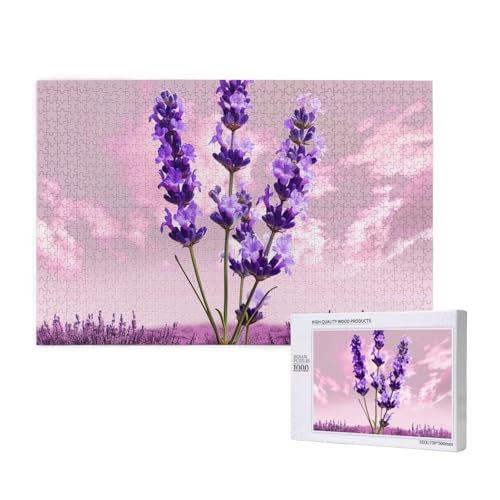 Lavender Flower Printed Woodblock Puzzle -1000 Pieces (Boxed) Puzzle Education Game - Home Decoration Puzzle von JKSEEPYN