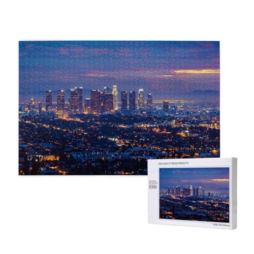 Los Angeles Skyline Printed Woodblock Puzzle - 1000 Teile (Boxed) Puzzle Education Game - Home Decoration Puzzle von JKSEEPYN