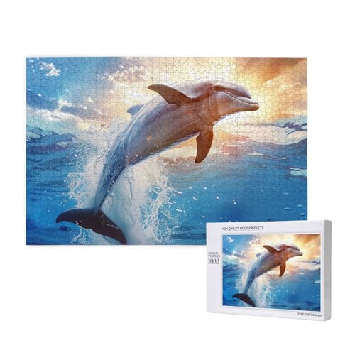 Lustiges Tier-Delphin-gedrucktes Holzblock-Puzzle - 1000 Teile (verpackt) Puzzle Lernspiel - Heimdekoration Puzzle von JKSEEPYN