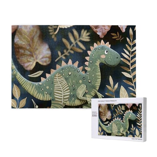 Niedliches Dinosaurier-gedrucktes Holzblock-Puzzle - 1000 Teile (verpackt) Puzzle Lernspiel - Heimdekoration Puzzle von JKSEEPYN