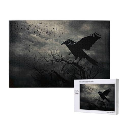 Night Crow Printed Woodblock Puzzle - 1000 Pieces (Boxed) Puzzle Education Game - Home Decoration Puzzle von JKSEEPYN