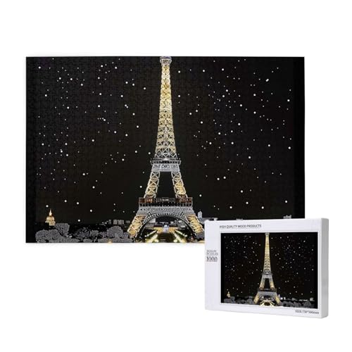 Night Paris Eiffelturm gedruckt Holzblock Puzzle - 1000 Teile (Boxed) Puzzle Lernspiel - Heimdekoration Puzzle von JKSEEPYN