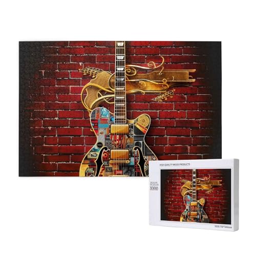 Note Guitar Printed Woodblock Puzzle -1000 Pieces (Boxed) Puzzle Education Game - Home Decoration Puzzle von JKSEEPYN