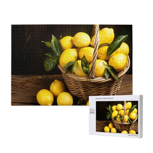 One Basket Lemons Printed Woodblock Puzzle - 1000 Pieces (Boxed) Puzzle Education Game - Home Decoration Puzzle von JKSEEPYN