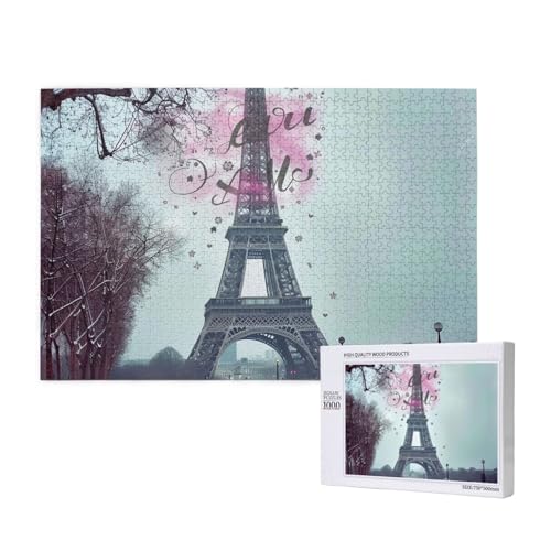 Paris Eiffelturm gedruckt Holzblock Puzzle - 1000 Teile (Boxed) Puzzle Lernspiel - Home Decoration Puzzle von JKSEEPYN