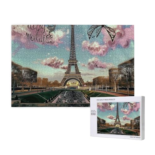 Paris Eiffelturm gedruckt Holzblock Puzzle - 1000 Teile (Boxed) Puzzle Lernspiel - Home Decoration Puzzle von JKSEEPYN