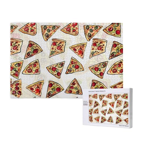 Pizza Pattern Printed Woodblock Puzzle -1000 Pieces (Boxed) Puzzle Education Game - Home Decoration Puzzle von JKSEEPYN