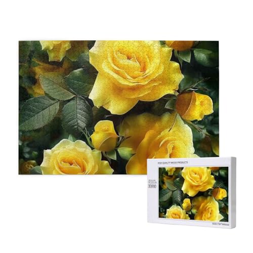 Pretty Yellow Rose Printed Woodblock Puzzle - 1000 Pieces (Boxed) Puzzle Education Game - Home Decoration Puzzle von JKSEEPYN