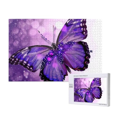 Purple Butterfly 1 Printed Woodblock Puzzle -1000 Pieces (Boxed) Puzzle Education Game - Home Decoration Puzzle von JKSEEPYN