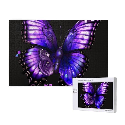 Purple Butterfly 1 Printed Woodblock Puzzle -1000 Pieces (Boxed) Puzzle Education Game - Home Decoration Puzzle von JKSEEPYN