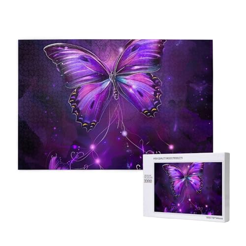 Purple Butterfly Printed Woodblock Puzzle - 1000 Pieces (Boxed) Puzzle Education Game - Home Decoration Puzzle von JKSEEPYN