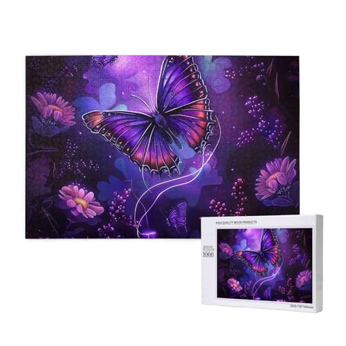 Purple Butterfly Printed Woodblock Puzzle - 1000 Pieces (Boxed) Puzzle Education Game - Home Decoration Puzzle von JKSEEPYN