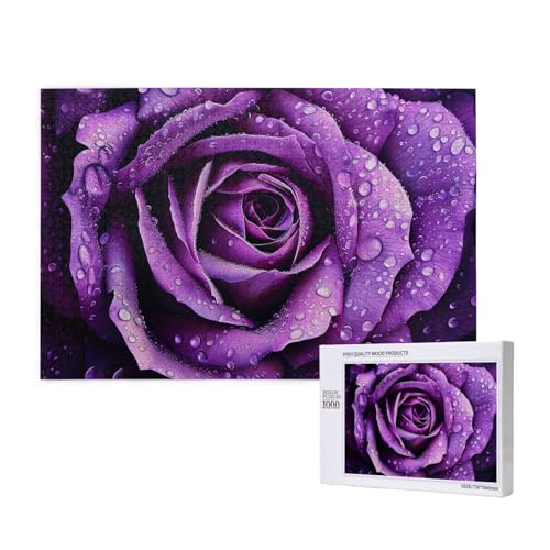 Purple Rose Printed Woodblock Puzzle - 1000 Pieces (Boxed) Puzzle Education Game - Home Decoration Puzzle von JKSEEPYN