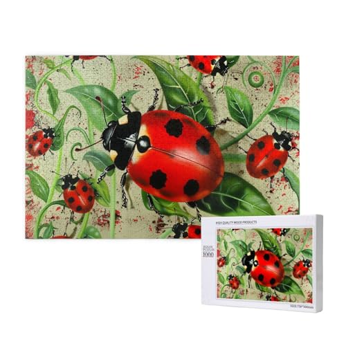 Red Ladybug Printed Woodblock Puzzle - 1000 Pieces (Boxed) Puzzle Education Game - Home Decoration Puzzle von JKSEEPYN