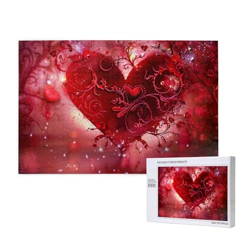 Romantisches Valentinstag-Herz-gedrucktes Holzblock-Puzzle – 1000 Teile (verpackt) Puzzle Lernspiel – Heimdekoration Puzzle von JKSEEPYN