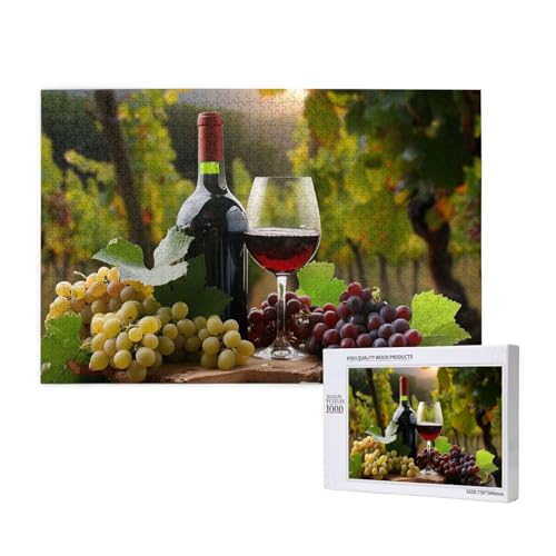 Rotwein gedrucktes Holzblock-Puzzle - 1000 Teile (verpackt) Puzzle Lernspiel - Heimdekoration Puzzle von JKSEEPYN