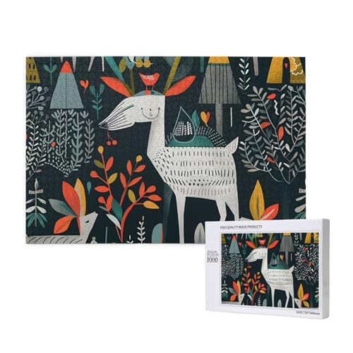 Scandinavian Animals Printed Woodblock Puzzle -1000 Pieces (Boxed) Puzzle Education Game - Home Decoration Puzzle von JKSEEPYN