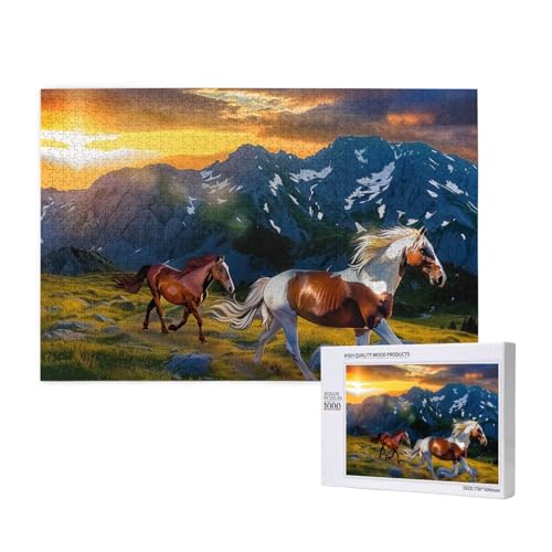 Shocking Running Horse Printed Woodblock Puzzle -1000 Pieces (Boxed) Puzzle Education Game - Home Decoration Puzzle von JKSEEPYN