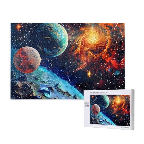 Space Planets Printed Woodblock Puzzle - 1000 Pieces (Boxed) Puzzle Education Game - Home Decoration Puzzle von JKSEEPYN