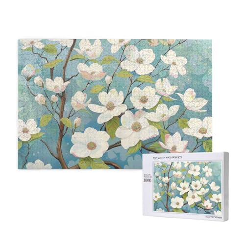 Spring Dogwood Blossoms Printed Woodblock Puzzle -1000 Pieces (Boxed) Puzzle Education Game - Home Decoration Puzzle von JKSEEPYN