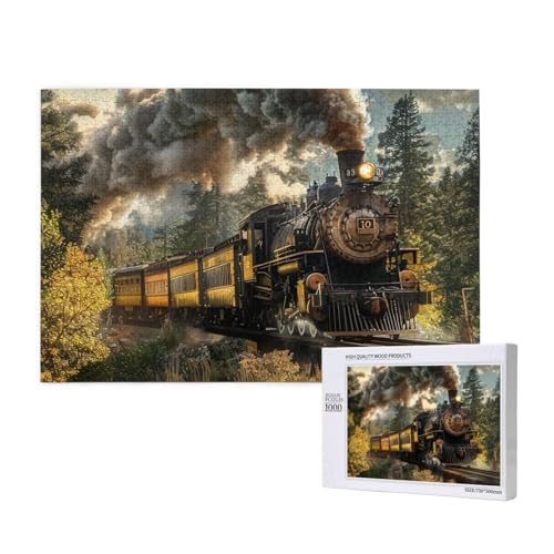 Steam Train Printed Woodblock Puzzle -1000 Pieces (Boxed) Puzzle Education Game - Home Decoration Puzzle von JKSEEPYN