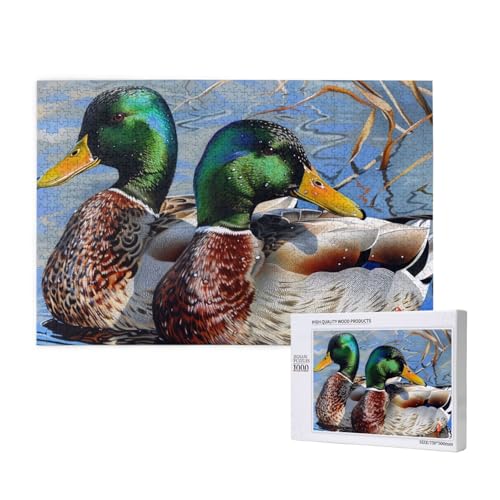 Stockente Ente 1 gedrucktes Holzblock-Puzzle - 1000 Teile (verpackt) Puzzle Lernspiel - Heimdekoration Puzzle von JKSEEPYN