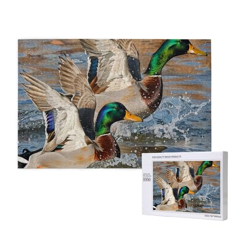 Stockente Enten gedruckt Holzblock Puzzle - 1000 Teile (Boxed) Puzzle Lernspiel - Heimdekoration Puzzle von JKSEEPYN