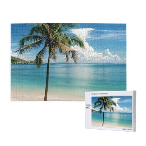 Strand und Palme gedruckt Holzblock Puzzle - 1000 Teile (Box) Puzzle Lernspiel - Heimdekoration Puzzle von JKSEEPYN