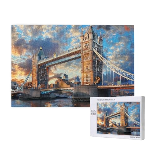 Tower Bridge In London Gedrucktes Holzblock-Puzzle - 1000 Teile (Box) Puzzle Lernspiel - Heimdekoration Puzzle von JKSEEPYN