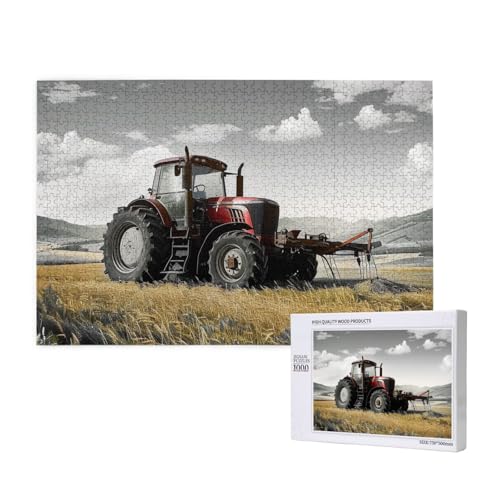 Traktor Landwirtschaft Ruhiges gedrucktes Holzblock-Puzzle -1000 Teile (verpackt) Puzzle Lernspiel - Heimdekoration Puzzle von JKSEEPYN