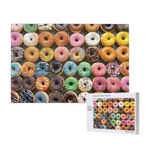 Viele Stile von Donuts, gedrucktes Holzblock-Puzzle, 1000 Teile (verpackt), Puzzle, Lernspiel, Heimdekoration, Puzzle von JKSEEPYN