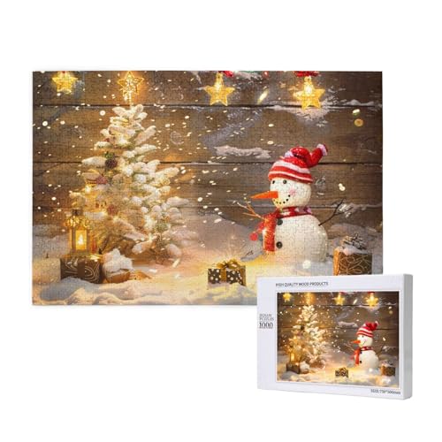 Weihnachten und Schneemann gedruckt Holzblock Puzzle - 1000 Teile (Boxed) Puzzle Lernspiel - Home Decoration Puzzle von JKSEEPYN