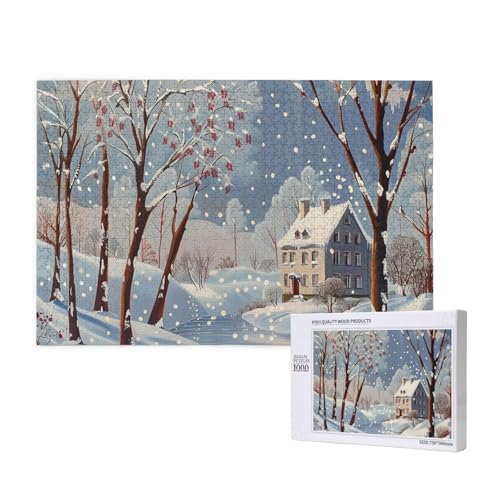 Winterlandschaft gedruckt Holzblock Puzzle -1000 Teile (Boxed) Puzzle Bildung Spiel - Home Decoration Puzzle von JKSEEPYN