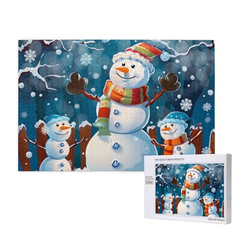 Winterschneemann gedrucktes Holzblock-Puzzle -1000 Teile (verpackt) Puzzle Lernspiel - Heimdekoration Puzzle von JKSEEPYN