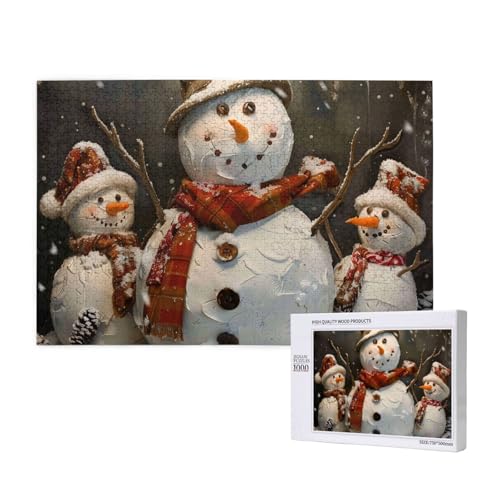 Xmas Snowman Printed Woodblock Puzzle - 1000 Pieces (Boxed) Puzzle Education Game - Home Decoration Puzzle von JKSEEPYN