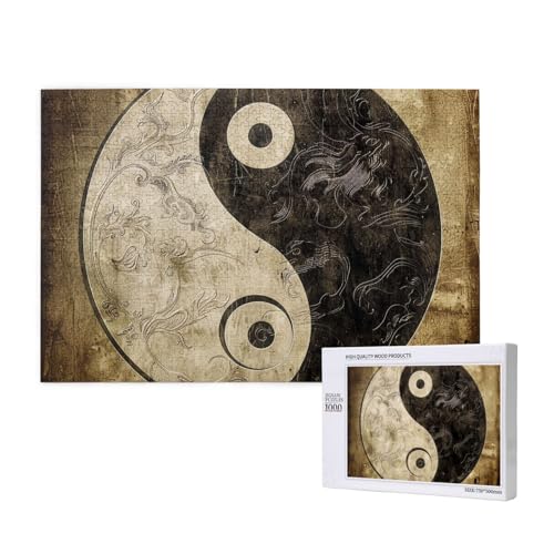 Yin_Yang_Symbol gedrucktes Holzblock-Puzzle -1000 Teile (Boxed) Puzzle Lernspiel - Heimdekoration Puzzle von JKSEEPYN