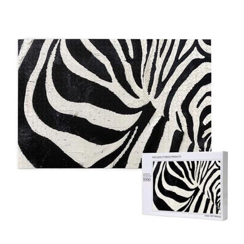 Zebra Animal Printed Woodblock Puzzle -1000 Pieces (Boxed) Puzzle Education Game - Home Decoration Puzzle von JKSEEPYN