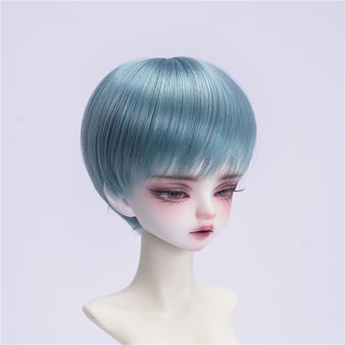 1/3 1/4 1/6 BJD Perücke, weiche Faser, vielseitiges glattes kurzes Haar, grundlegendes Puppenhaar for das tägliche DIY-Styling(Light Blue+Gray,1/6(16-17.5cm)) von JKUHA