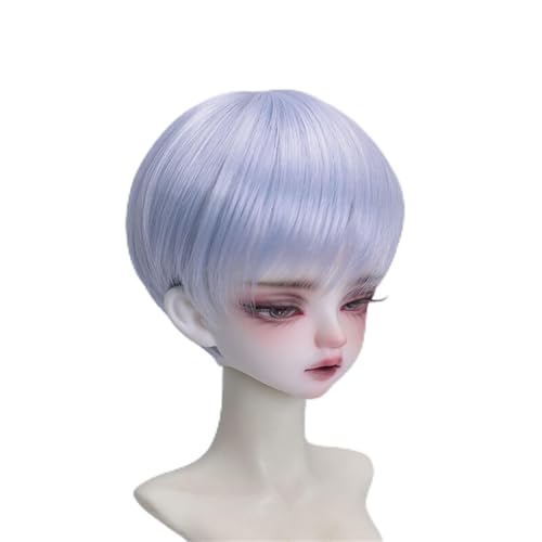 1/3 1/4 1/6 BJD Perücke, weiche Faser, vielseitiges glattes kurzes Haar, grundlegendes Puppenhaar for das tägliche DIY-Styling(Light Blue,1/4(17.5-19cm)) von JKUHA