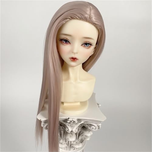 1/3 BJD-Perücke, Hochtemperaturfaser-Seitenteil, mittellanges Haar, grundlegendes, vielseitiges Puppenhaar for das tägliche DIY-Styling(Gray-red,1/3(21-22cm)) von JKUHA