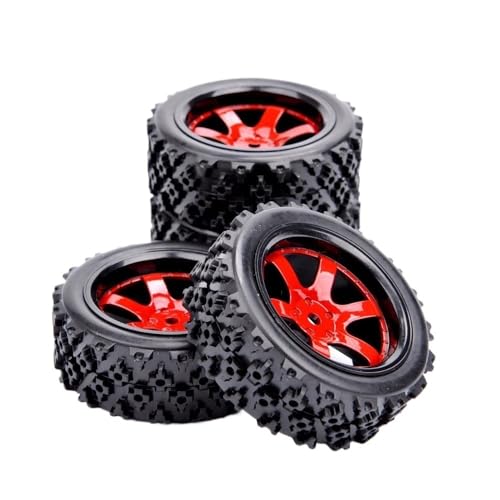 JKYsrUT 4 Stück 6 mm versetzte Gummi-Rallye-Reifen und Felgen, kompatibel mit RC-Automodellspielzeug im Maßstab 1:10 von JKYsrUT