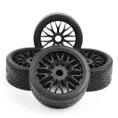 JKYsrUT Kompatibles 4-teiliges Set, Flache Off-Road-Buggy-Reifen und Felgen für 1/8 RC-Car, 17 mm Sechskant von JKYsrUT