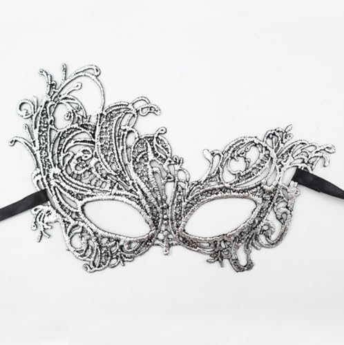 JLTC 2 Stücke Silber Permed Unshaped Spitze Masken, Halloween, Weihnachten, Tanz, Party, Performance, Augenmaske Requisiten von JLTC