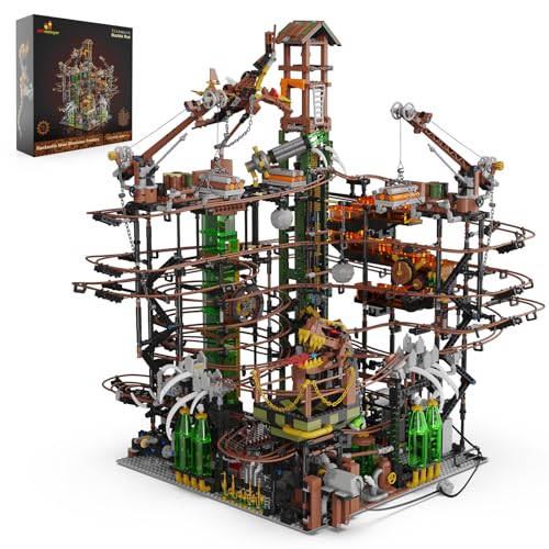 JMBricklayer Achterbahn-Bausätze für Erwachsene 70003, motorisierte Steampunk-Murmelbahn, tolle Kugelvorrichtung, große Dinosaurierfabrik-GBC-Maschine, Geschenke für Herausforderer (5391 Teile) von JMBricklayer