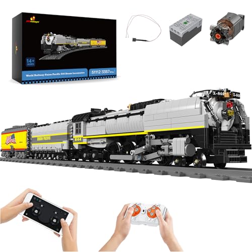 JMBricklayer Technic UP844-Dampflokomotive mit Lichtern 51112, RC Eisenbahn Bausätze Bausatz, Modelleisenbahn-Bausätze für Erwachsene, Weihnachtseisenbahn-Spielzeuggeschenke ab 14 Jahren (3357 Teile) von JMBricklayer