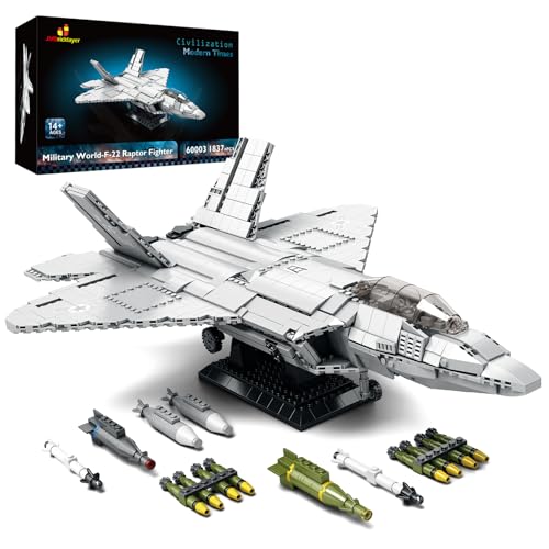 JMBricklayer F-22 Raptor Kampfjet-Bausteinset, Militärflugzeug-Spielzeug-Armee-Bausets, Spielzeuggeschenke für Kinder ab 14 Jahren, Erwachsene und Militärfans 60003 von JMBricklayer