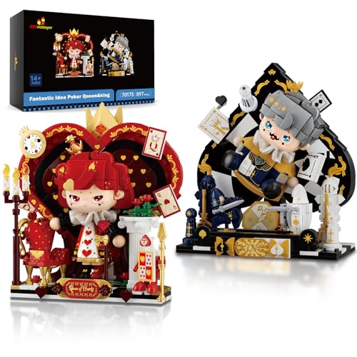 JMBricklayer Poker Kingdom Queen&King Bausätze für Erwachsene, Jungen und Mädchen, süße Pokerfiguren zur Raumdekoration, Bauspielzeug, Weihnachts- und Geburtstagsgeschenke für Kinder ab 8+ (897 Teile) von JMBricklayer