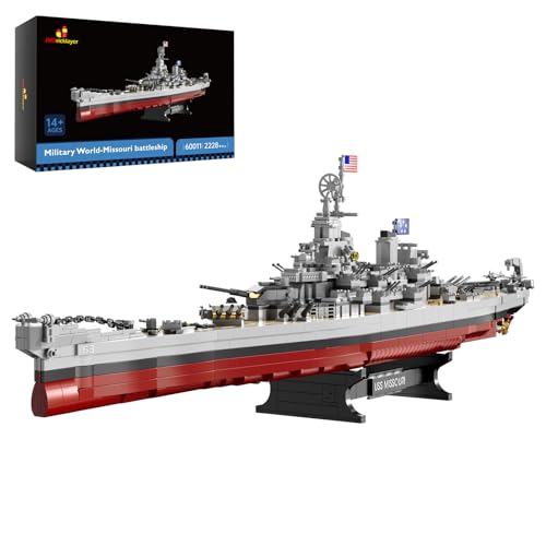 JMBricklayer Schlachtschiff-Bausatz 60011, Militär-Schlachtschiffmodell Missouri, Kriegsschiff-Sammelspielzeug für Erwachsene, Weihnachts- und Geburtstagsgeschenke für Jungen und Teenager ab 14 Jahren von JMBricklayer