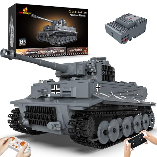 JMBricklayer Panzer Klemmbausteine Modell, Technik Militär Tanks Baustein, Ferngesteuerten Beweglichen WW2 Tiger-Panzer Spielzeug, Panzer Konstruktionspielzeug für Erwachsene und Kinder von JMBricklayer