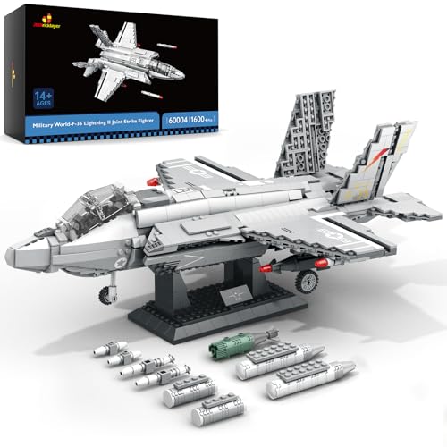 JMBricklayer Technik F-35 Flugzeug Bausteine Sets, 60004 Technic Militär Kampfflugzeug klemmbausteine, Flugzeug Spielzeug für Erwachsene und ab 10 Jahre Jungen von JMBricklayer